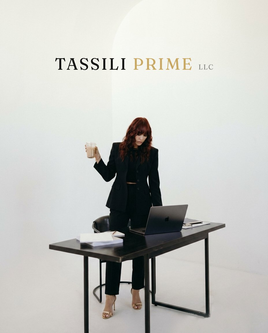 Tassili Prime — working at a desk with a laptop